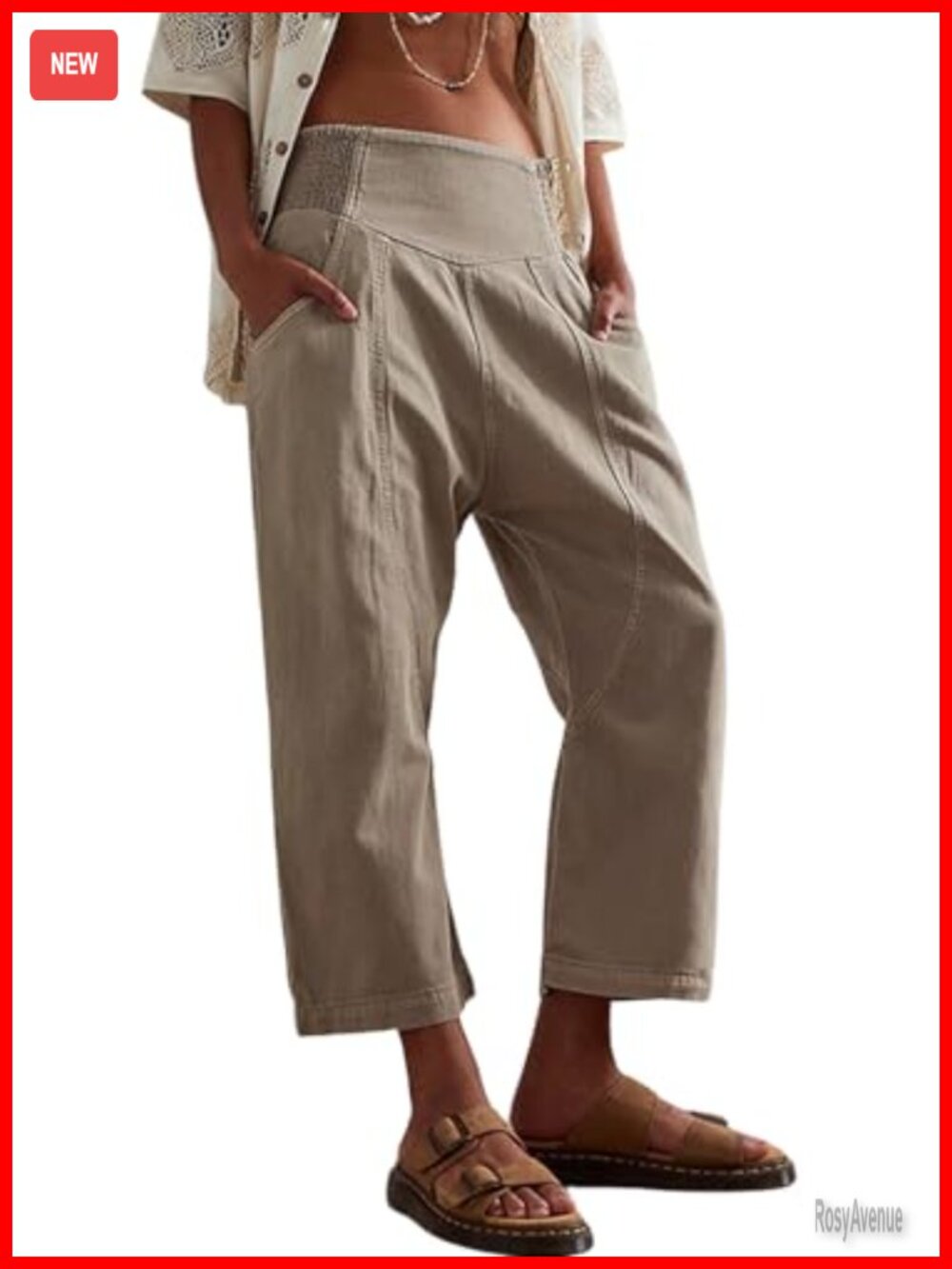 Barrel Jeans Wide Leg Mid Rise Cropped Denim Pants Loose Fit
